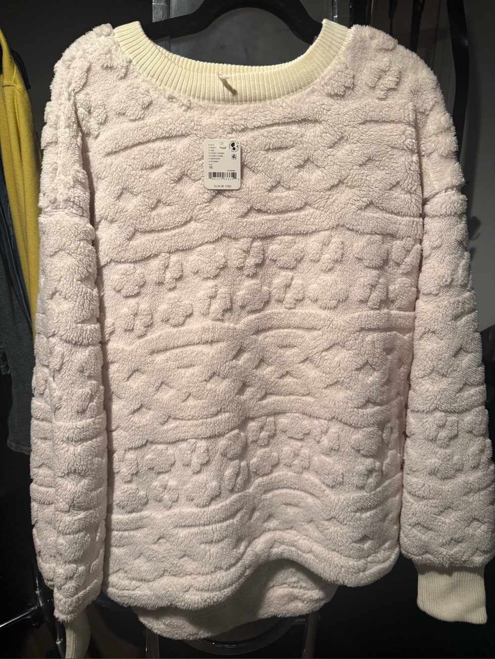 Free People Very Cozy Thick Textured Crewneck Sweater - Pale Pink